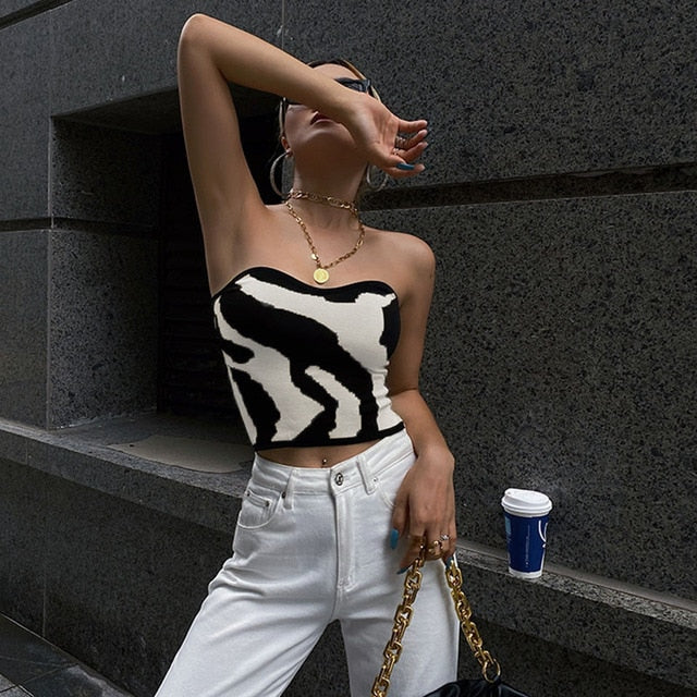 Yedinas Streetwear Patchwork Slim Cropped Feminino Sleeveless Tank Top Women Sexy Skinny Top Femme Corset Tube Korean Style 2022